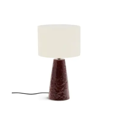 KAVE HOME Drava bordslampa - bomull och vinröd keramik