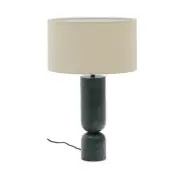 KAVE HOME Vex bordslampa i grön marmor med grå linneskärm