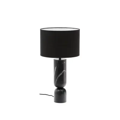 KAVE HOME Vex bordslampa i svart marmor med svart linneskärm