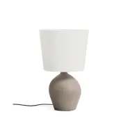 KAVE HOME Viona mellanstor bordslampa - elfenbensvit bomull och grå metall med texturerad steneffekt (H:50)