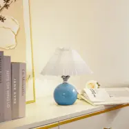 Kerimi Bordslampa Blue/White - Lindby - Vardagsrum - Skandinavisk - Keramik - Med lampskärm