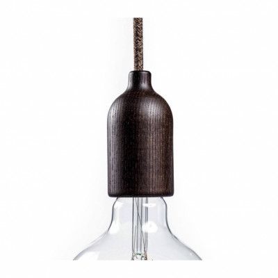 Lamphållare E27 i trä med dold dragavlastare wengé effekt