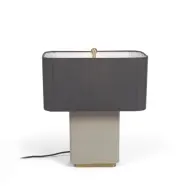 LAFORMA Clelia bordslampa - gr&aring;tt tyg och beige/guld metall