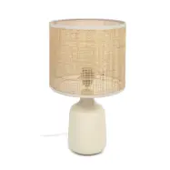 KAVE HOME Erna bordslampa - naturlig bambu och beige keramik