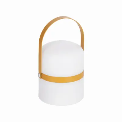 KAVE HOME Janvir uppladdningsbar bordslampa - vit plast och senapsgul metall