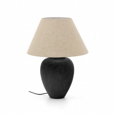 KAVE HOME Mercadal bordslampa, rund - svart keramik (Ø45)