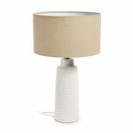 KAVE HOME Mijal bordslampa - linne, mässing och vit keramik