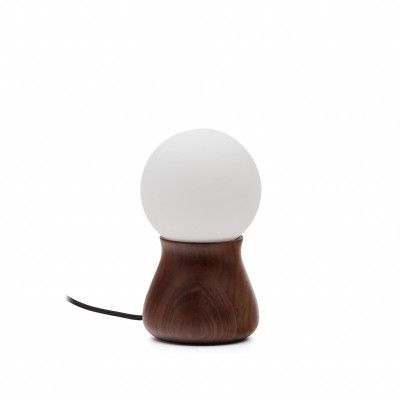KAVE HOME Okeni bordslampa - glas och brun valnöt finish