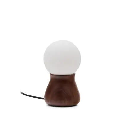 KAVE HOME Okeni bordslampa - glas och brun valnöt finish