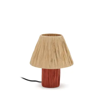 KAVE HOME Pulmi bordslampa i naturlig raffia och terrakotta