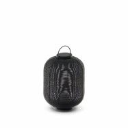 KAVE HOME Saranella bärbar bordslampa, uppladdningsbar m. USB-kabel, rund - svart polyrattan och metall