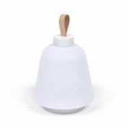 LAFORMA Udiya bordslampa - naturligt konstläder och vit polyeten/järn