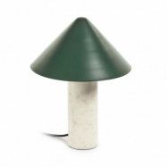 KAVE HOME Valentine bordslampa - vit marmor och grön metall