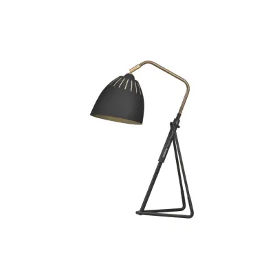 Lean bordslampa, svartstruktur/råmässing 49cm