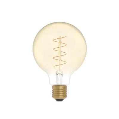 LED-lampa Golden Carbon Line Curved Spiral 4W E27 glob 95mm dimbar