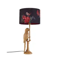 Lindby - Marula bordslampa, textil, E27, guld, blommönster