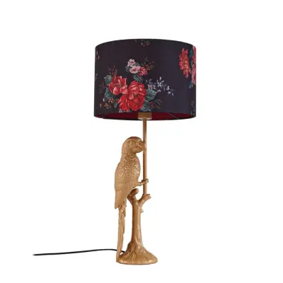 Lindby - Marula bordslampa, textil, E27, guld, blommönster