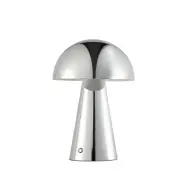 Lindby - Nevijo LED-bordslampa med batteri, Ø 20 cm, USB, krom, dimbar