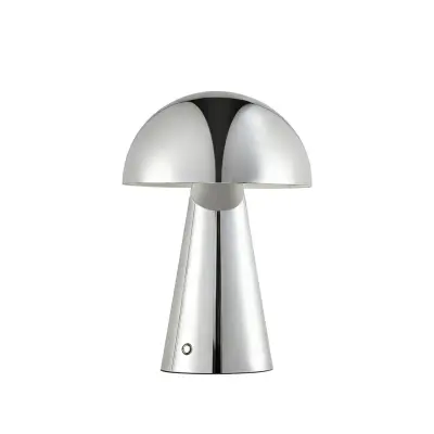 Lindby - Nevijo LED-bordslampa med batteri, Ø 20 cm, USB, krom, dimbar