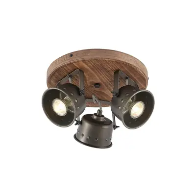 Lindby - Rubinjo 3 Round PlafondWood/Black