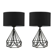 LUMI AYD 2974 bordslampa - svart tyg och svart metall (set om 2)