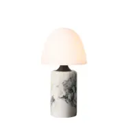 Made By Hand - LED-batteridriven bordslampa Fuse, marmor, glas – tillverkad för hand