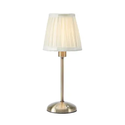 Markslöjd - Anno bordslampa, mässing/vit, höjd 35 cm, E14, med laddningsstation