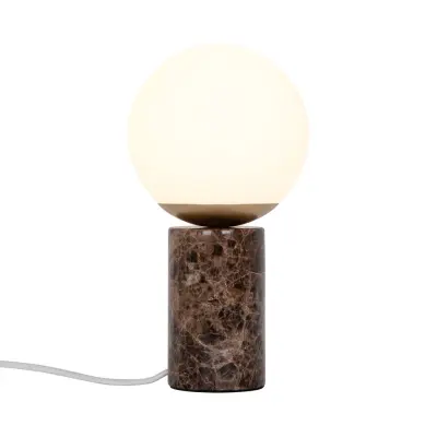 NORDLUX Lilly Marble bordslampa - opalvitt glas och brun marmor