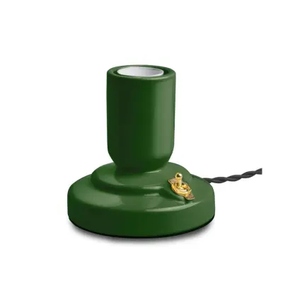 RETRO bordslampa porslin english green 1,8m tvinnad textilkabel