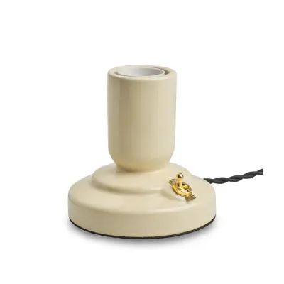 RETRO bordslampa porslin vanilla 1,8m tvinnad textilkabel