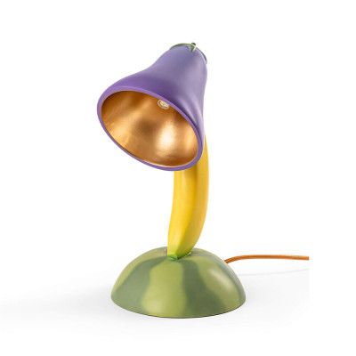 SELETTI - Aubergine bordslampa, lila/grön/gul, 31 cm