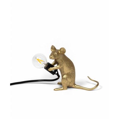 SELETTI - Mouse Lamp Mac Sitting Bordslampa Guld