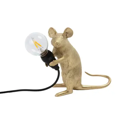 SELETTI - Mouse Lamp Mac Sitting Bordslampa Guld