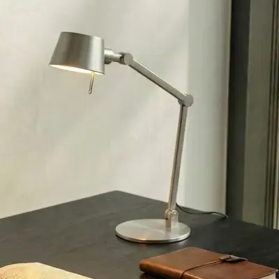 Silka bordslampa, nickelsatin, justerbar, 93 cm, E27 Lucande - Arbetsrum / hemkontor - Modern - Metall - Med en ljuskälla