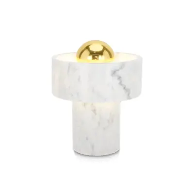 Stone Table bordslampa, vit marmor/mässing
