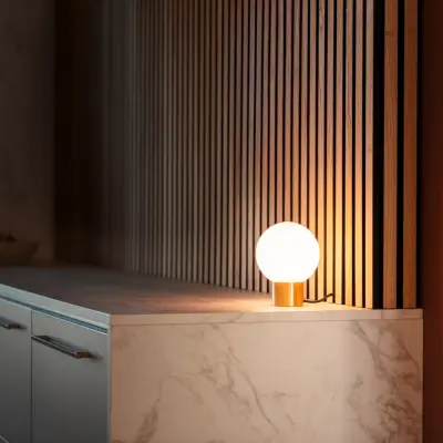 Tiny Sun bordslampa, brons, vitt glas, G9-uttag – SLV - Sovrum - Med en ljuskälla