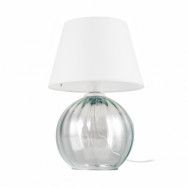TK Aurea bordslampa - vitt tyg och klart glas