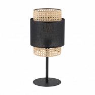 TK Boho bordslampa - naturrotting och svart tyg/metall