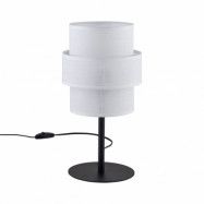 TK Calisto bordslampa - vitt tyg och svart metall