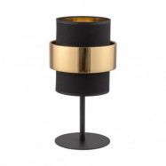 TK Calisto bordslampa, w. 3 skärmar - svart tyg och guldstål