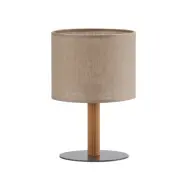 TK Deva bordslampa, rund - naturtyg/furu och svart stål