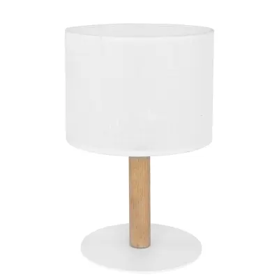 TK Deva bordslampa - vitt tyg/furu och vitt stål