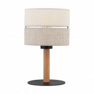 TK Eco bordslampa, rund - naturtyg, furu och svart metall