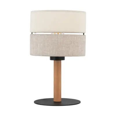 TK Eco bordslampa, rund - naturtyg, furu och svart metall