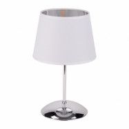 TK Glory bordslampa - vitt tyg och krommetall