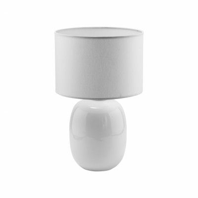 TK Melody bordslampa - vitt tyg och vitt glas