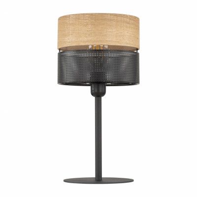 TK Nicol bordslampa - naturfaner och svart PVC-folie/metall