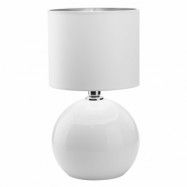 TK Palla bordslampa, Small - silver, vitt tyg och vitt glas