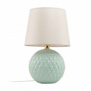 TK Santana bordslampa - vitt tyg och mintgrönt glas