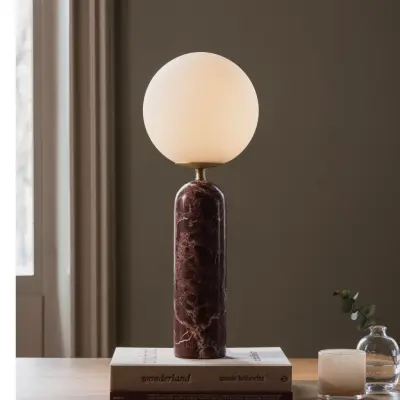 Torrano bordslampa, röd, höjd 53 cm, marmor – Globen Lighting - Vardagsrum - Skandinavisk - Med lampskärm